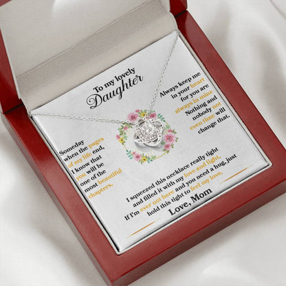 To My Daughter - Always Keep Me In Your Heart - Flowers White - Love Knot Necklace - Message Box