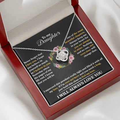 To My Daughter - Never Forget That I love You - Flowers Black - Love Knot Necklace - Message Box