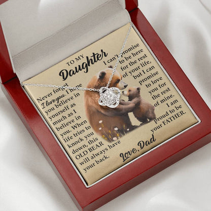 To My Daughter - I Am Proud To Be Your Father - Bears - Love Knot Necklace - Message Box