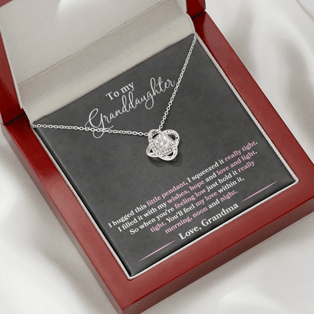 To My Granddaughter  - I Hugged This Pendant - Pink Text - Love  Grandma - PRICE INCLUDES FREE SHIPPING