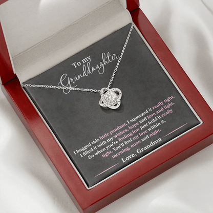 To My Granddaughter  - I Hugged This Pendant - Pink Text - Love  Grandma - PRICE INCLUDES FREE SHIPPING