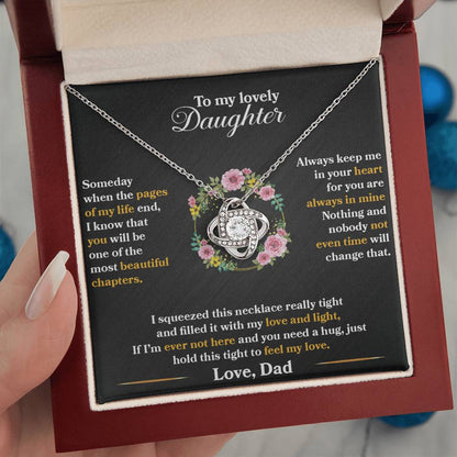 To My Daughter - Always Keep Me In Your Heart - Flowers Black - Love Knot Necklace - Message Box