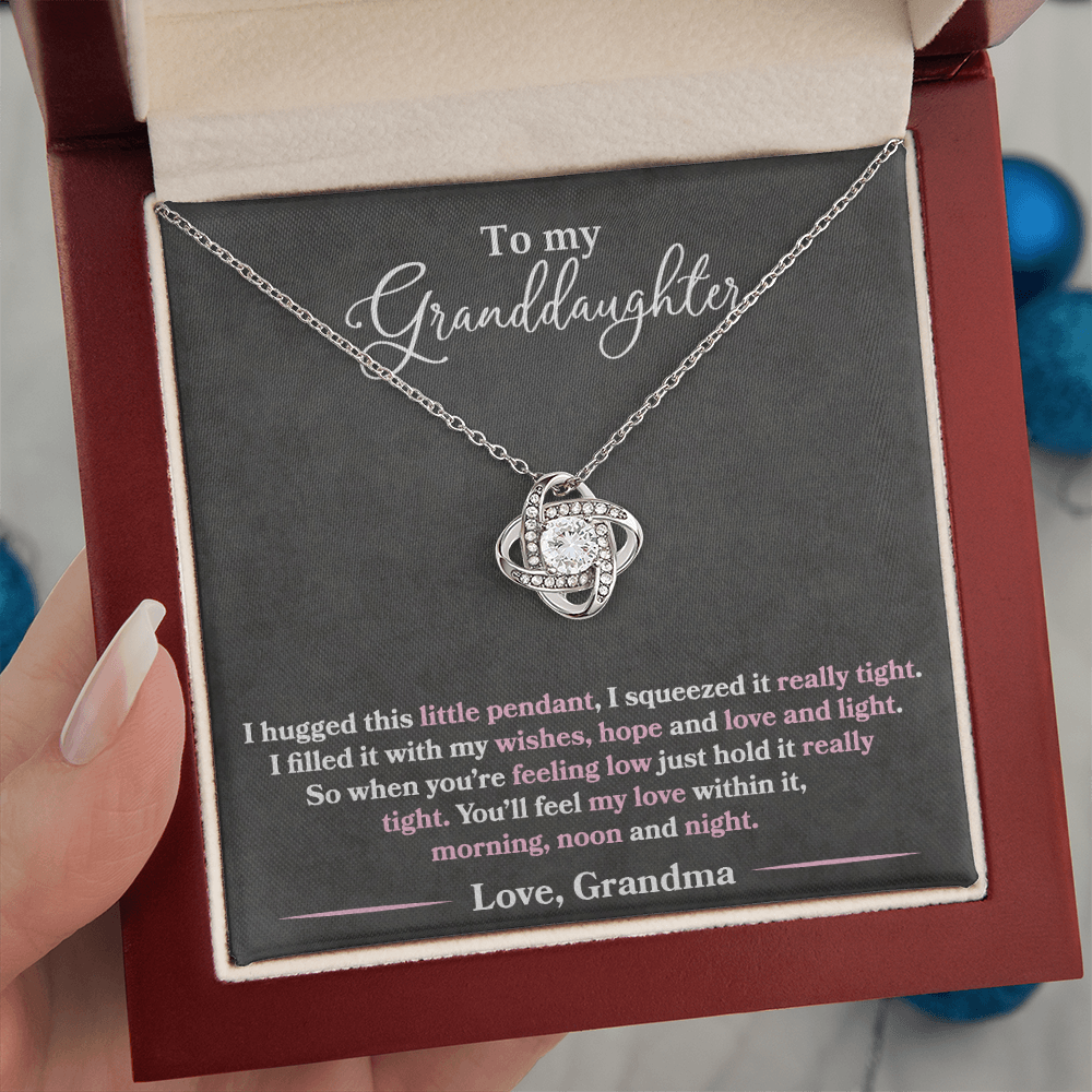 To My Granddaughter  - I Hugged This Pendant - Pink Text - Love  Grandma - PRICE INCLUDES FREE SHIPPING