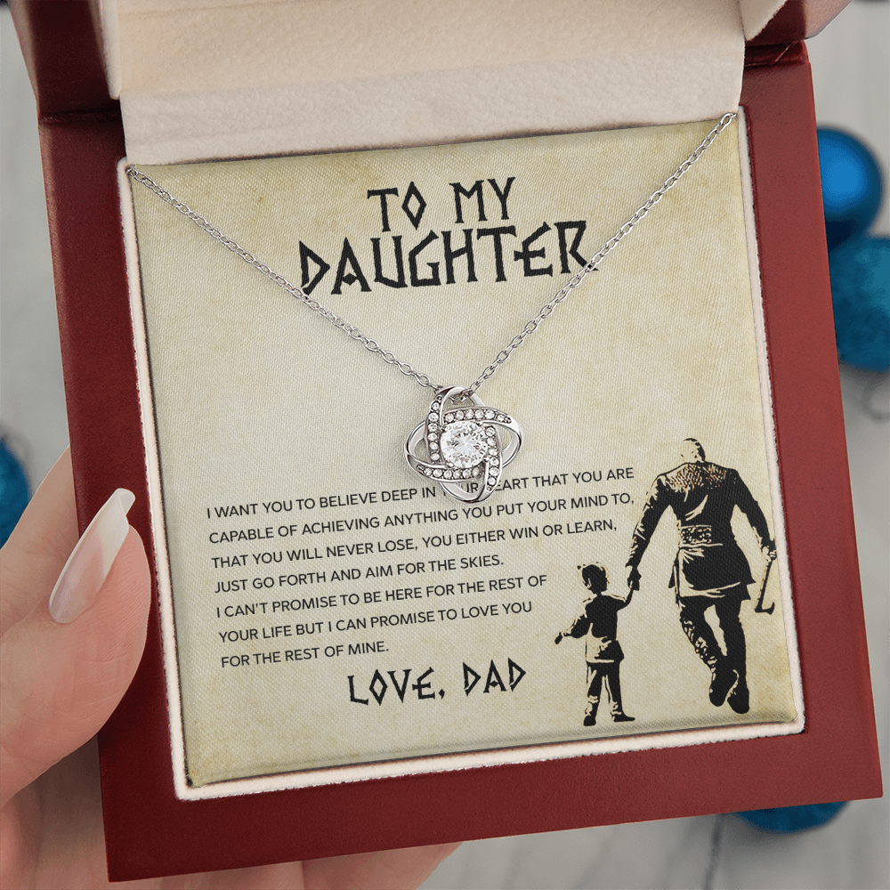 To My Daughter - You Can Achieve Anything - Love Knot Necklace - Message Box