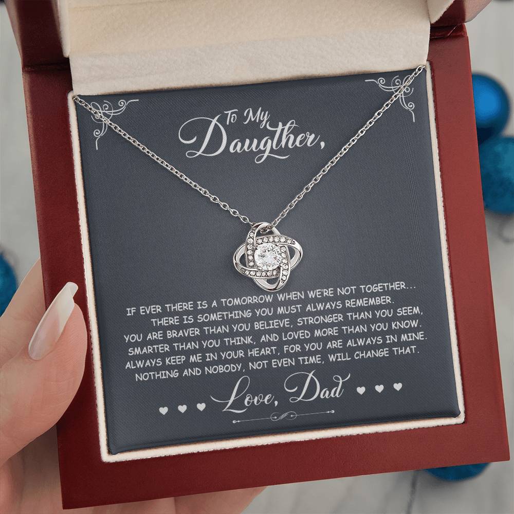To My Daughter - You Are Braver Than You Believe - Dark Grey - Love Knot Necklace - Message Box