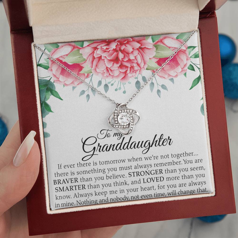 To My Lovely Daughter - You Are Braver Than You Believe - Flowers Pink - Love Knot Necklace - Message Box