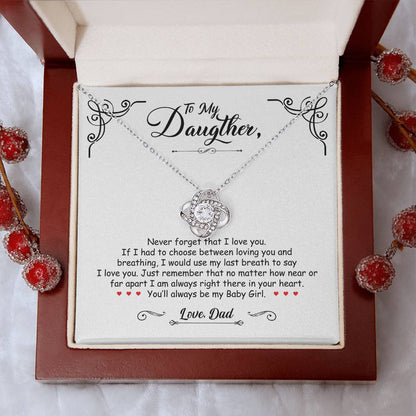 To My Daughter - You'll Always Be My Baby Girl - Love Knot Necklace - Message Box