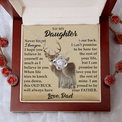To My Daughter - I Am Proud To Be Your Father - Deer - Love Knot Necklace - Message Box
