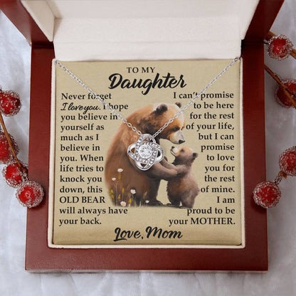 To My Daughter - I Am Proud To Be Your Mother - Bears - Love Knot Necklace - Message Box