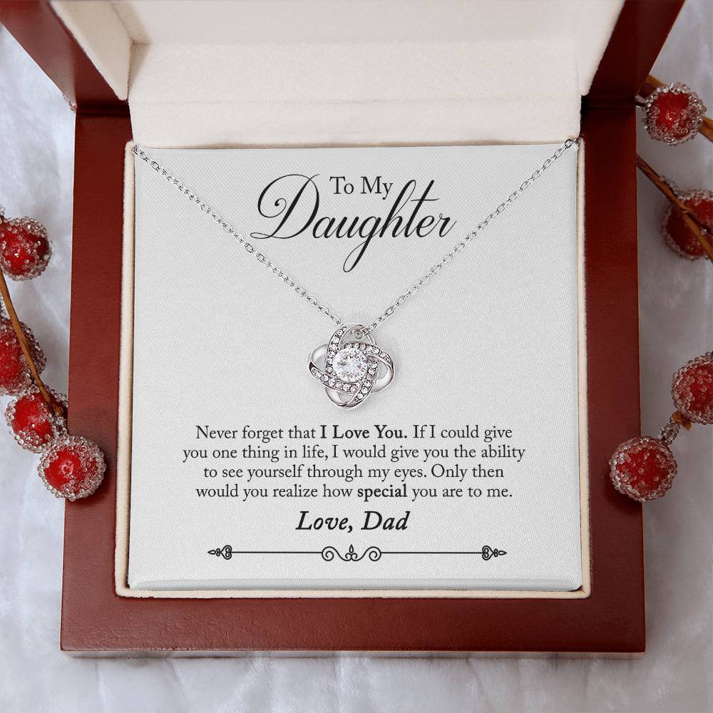 To My Daughter - Never Forget That I Love You - Love Knot Necklace - Message Box