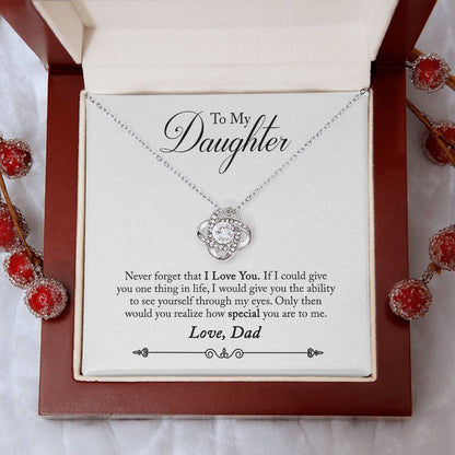To My Daughter - Never Forget That I Love You - Love Knot Necklace - Message Box