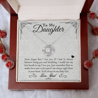 To My Daughter - You'll Always Be My Baby Girl - Love Knot Necklace - Message Box