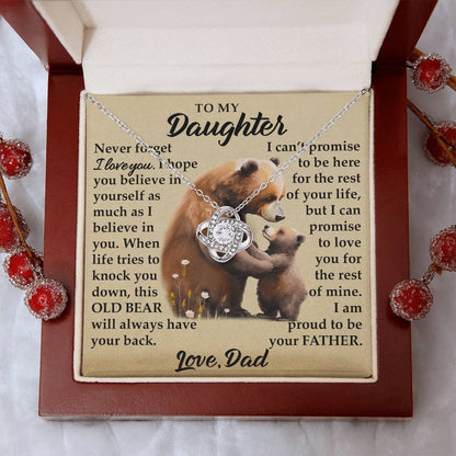 To My Daughter - I Am Proud To Be Your Father - Bears - Love Knot Necklace - Message Box