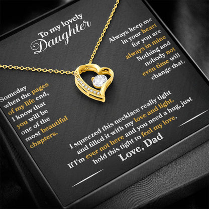 To My Daughter - Always Keep Me In Your Heart - Black - Forever Love Necklace - Message Box