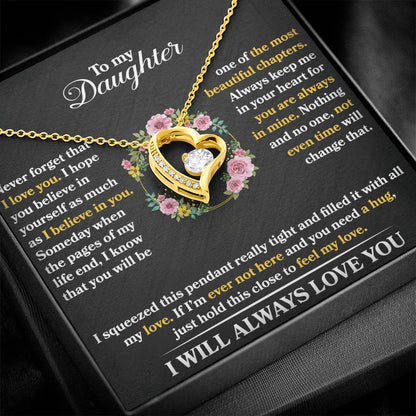 To My Daughter - Never Forget That I Love You - Forever Love Necklace - Message Box