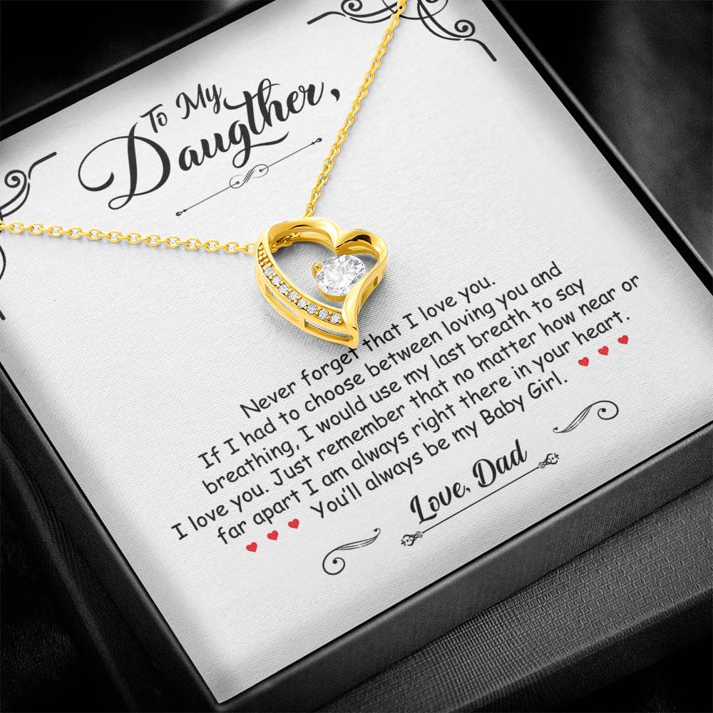 To My Daughter - You'll Always Be My Baby Girl - Forever Love Necklace - Message Box