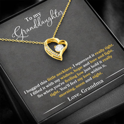 To My Granddaughter - You'll Feel My Love - Forever Love Necklace - Message Box