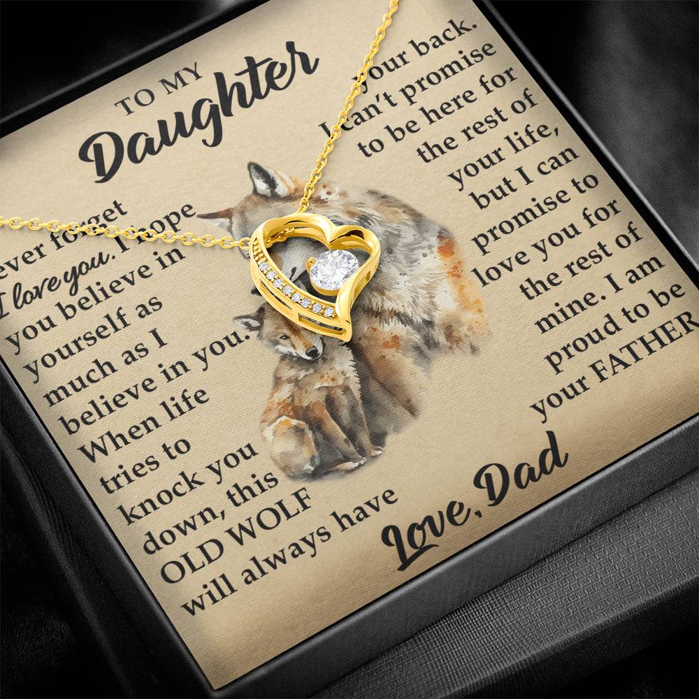 To My Daughter - I Am Proud To Be Your Father - Wolves - Forever Love Necklace - Message Box