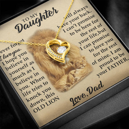 To My Daughter - I Am Proud To Be Your Father - Lions - Forever Love Necklace - Message Box