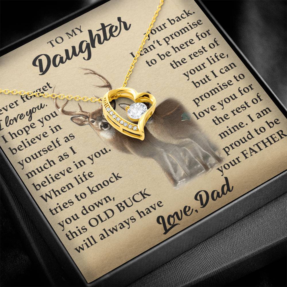 To My Daughter - I Am Proud To Be Your Father - Deer - Forever Love Necklace - Message Box