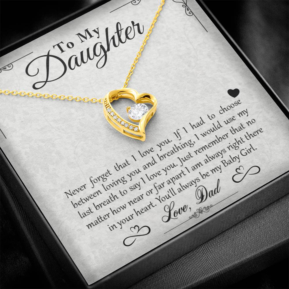 To My Daughter - You'll Always Be My Baby Girl - Forever Love Necklace - Message Box