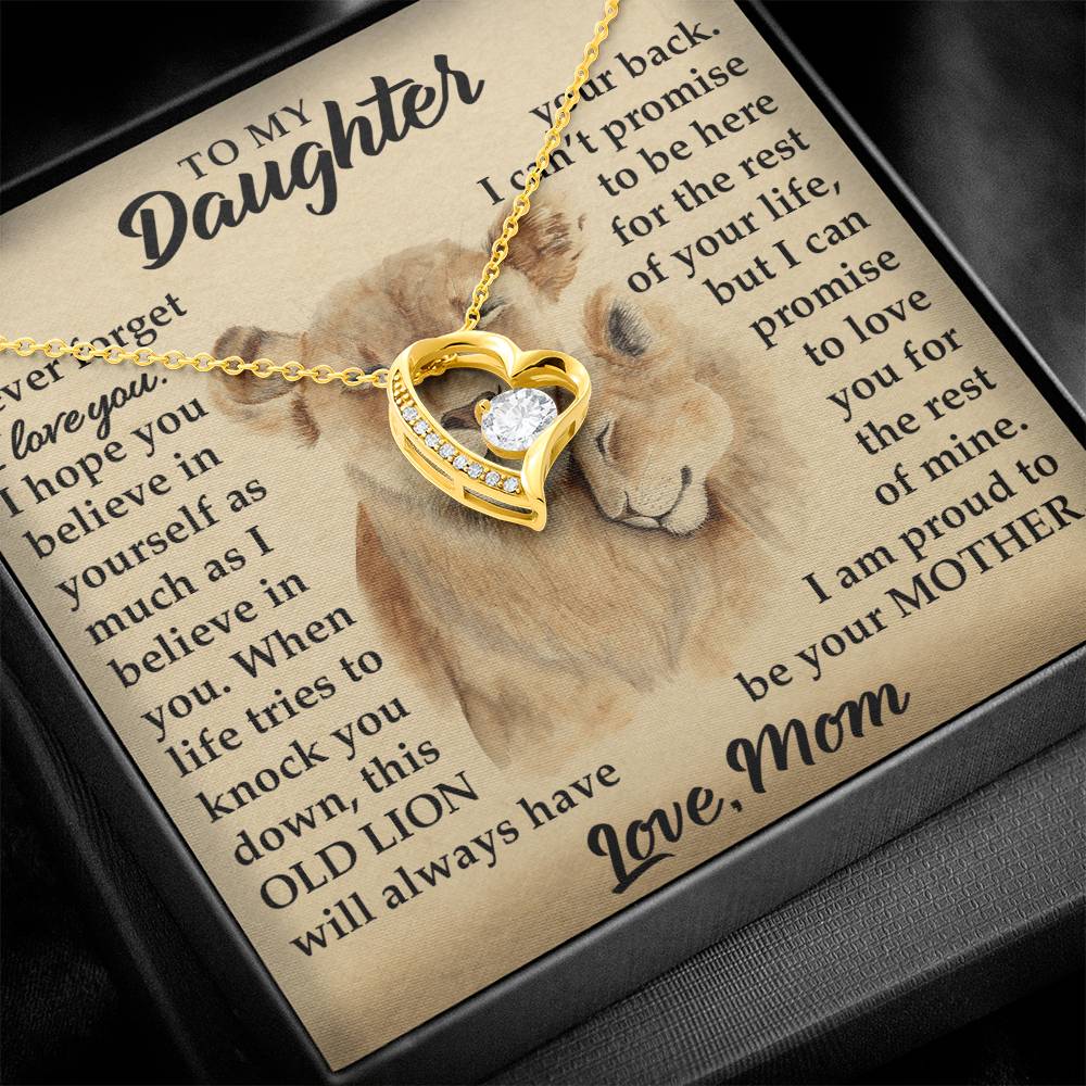 To My Daughter - I Am Proud To Be Your Mother - Lions - Forever Love Necklace - Message Box