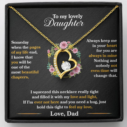 To My Daughter - Always Keep Me In Your Heart - Flowers Black - Forever Love Necklace - Message Box