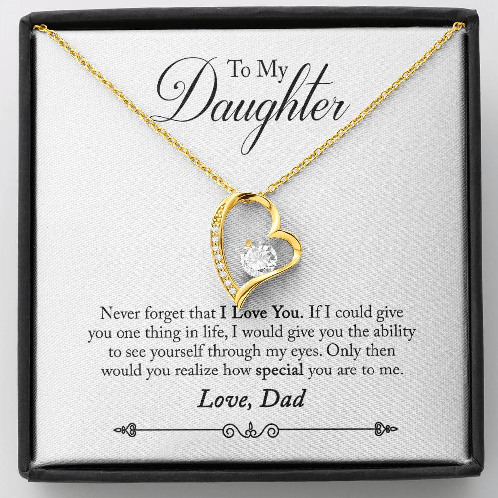 To My Daughter - Never Forget That I Love You - Forever Love Necklace - Message Box