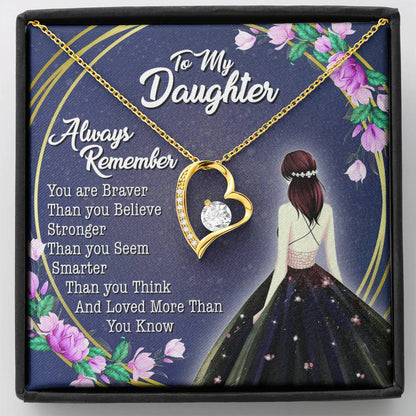 To My Daughter - Always Remember - Love Knot Necklace - Message Box