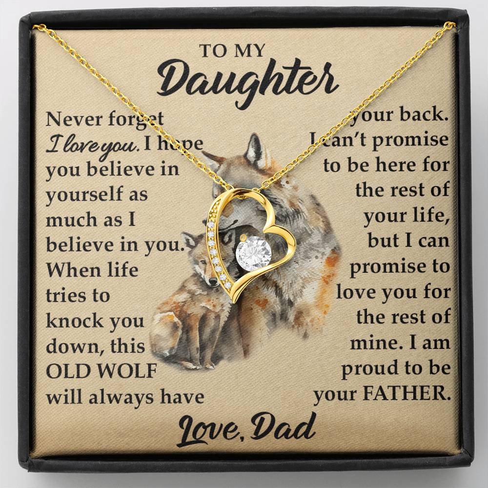 To My Daughter - I Am Proud To Be Your Father - Wolves - Forever Love Necklace - Message Box