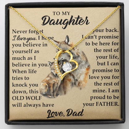 To My Daughter - I Am Proud To Be Your Father - Wolves - Forever Love Necklace - Message Box