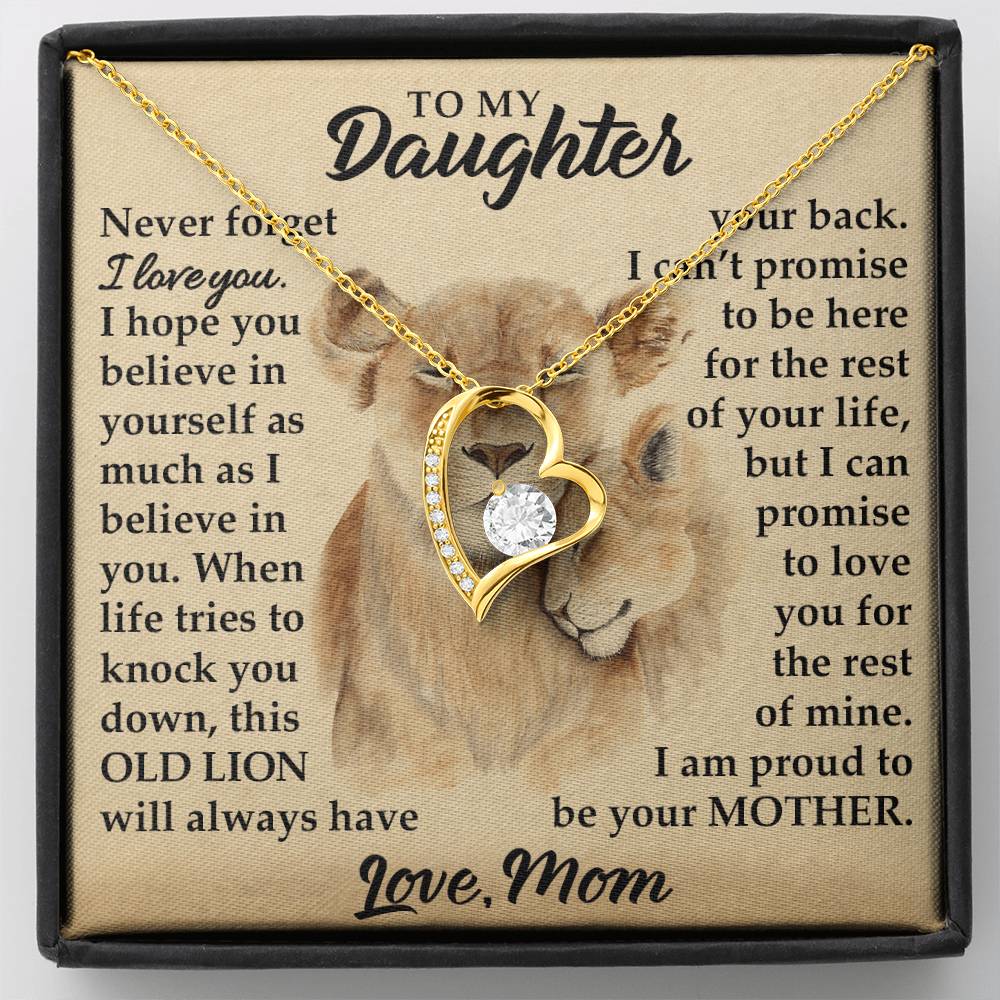 To My Daughter - I Am Proud To Be Your Mother - Lions - Forever Love Necklace - Message Box