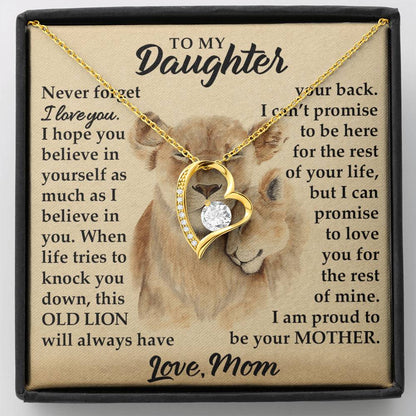 To My Daughter - I Am Proud To Be Your Mother - Lions - Forever Love Necklace - Message Box