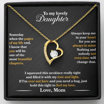To My Daughter - Always Keep Me In Your Heart - Black - Forever Love Necklace - Message Box