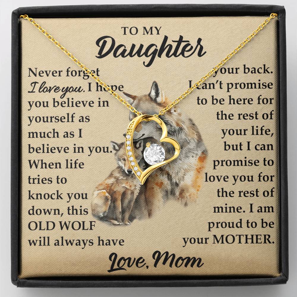 To My Daughter - I Am Proud To Be Your Father - Wolves - Forever Love Necklace - Message Box