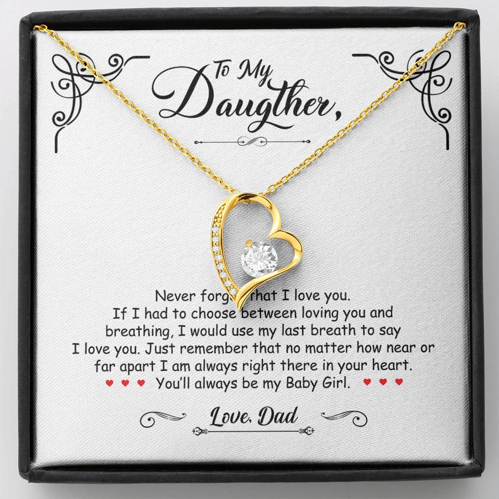 To My Daughter - You'll Always Be My Baby Girl - Forever Love Necklace - Message Box