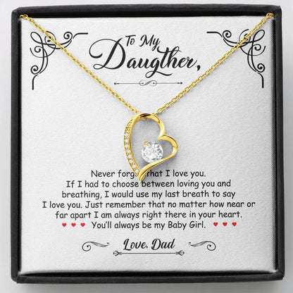 To My Daughter - You'll Always Be My Baby Girl - Forever Love Necklace - Message Box