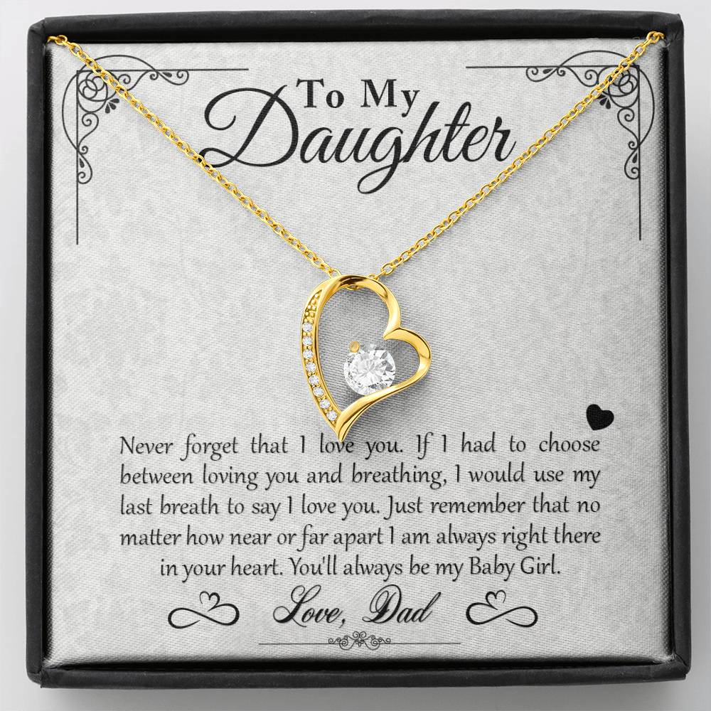 To My Daughter - You'll Always Be My Baby Girl - Forever Love Necklace - Message Box