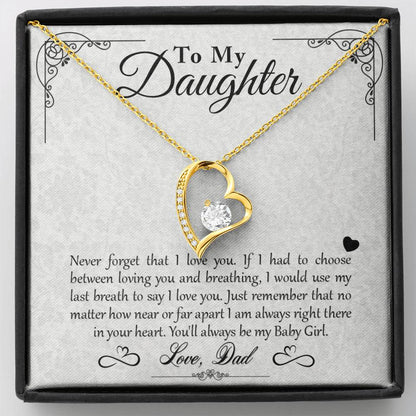To My Daughter - You'll Always Be My Baby Girl - Forever Love Necklace - Message Box