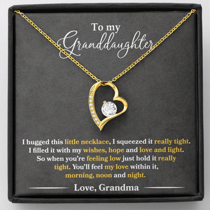 To My Granddaughter - You'll Feel My Love - Forever Love Necklace - Message Box