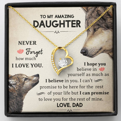 To My Daughter - Never Forget How Much I Love You - Wolves - Forever Love Necklace - Message Box