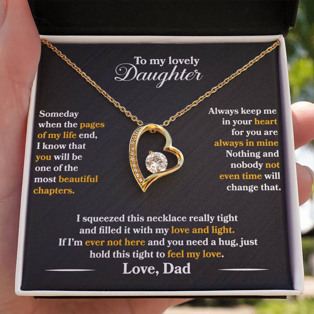 To My Daughter - Always Keep Me In Your Heart - Black - Forever Love Necklace - Message Box