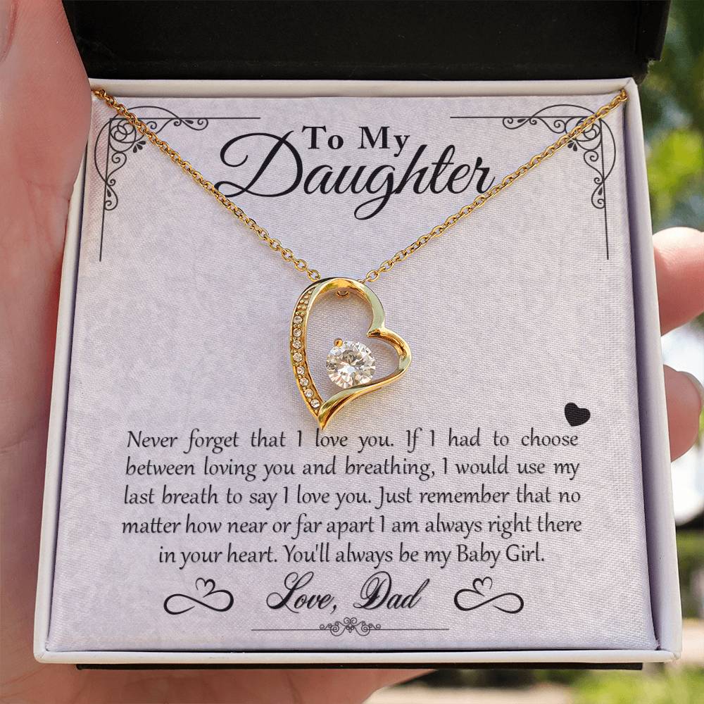 To My Daughter - You'll Always Be My Baby Girl - Forever Love Necklace - Message Box