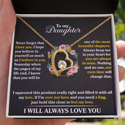 To My Daughter - Never Forget That I Love You - Forever Love Necklace - Message Box
