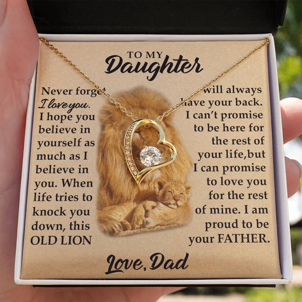 To My Daughter - I Am Proud To Be Your Father - Lions - Forever Love Necklace - Message Box