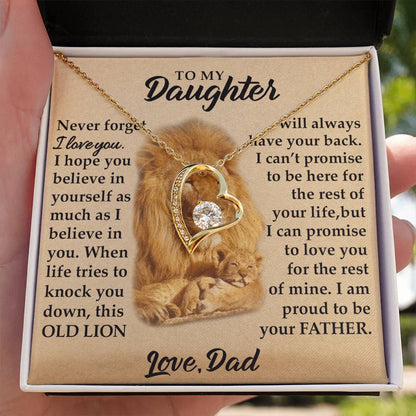 To My Daughter - I Am Proud To Be Your Father - Lions - Forever Love Necklace - Message Box