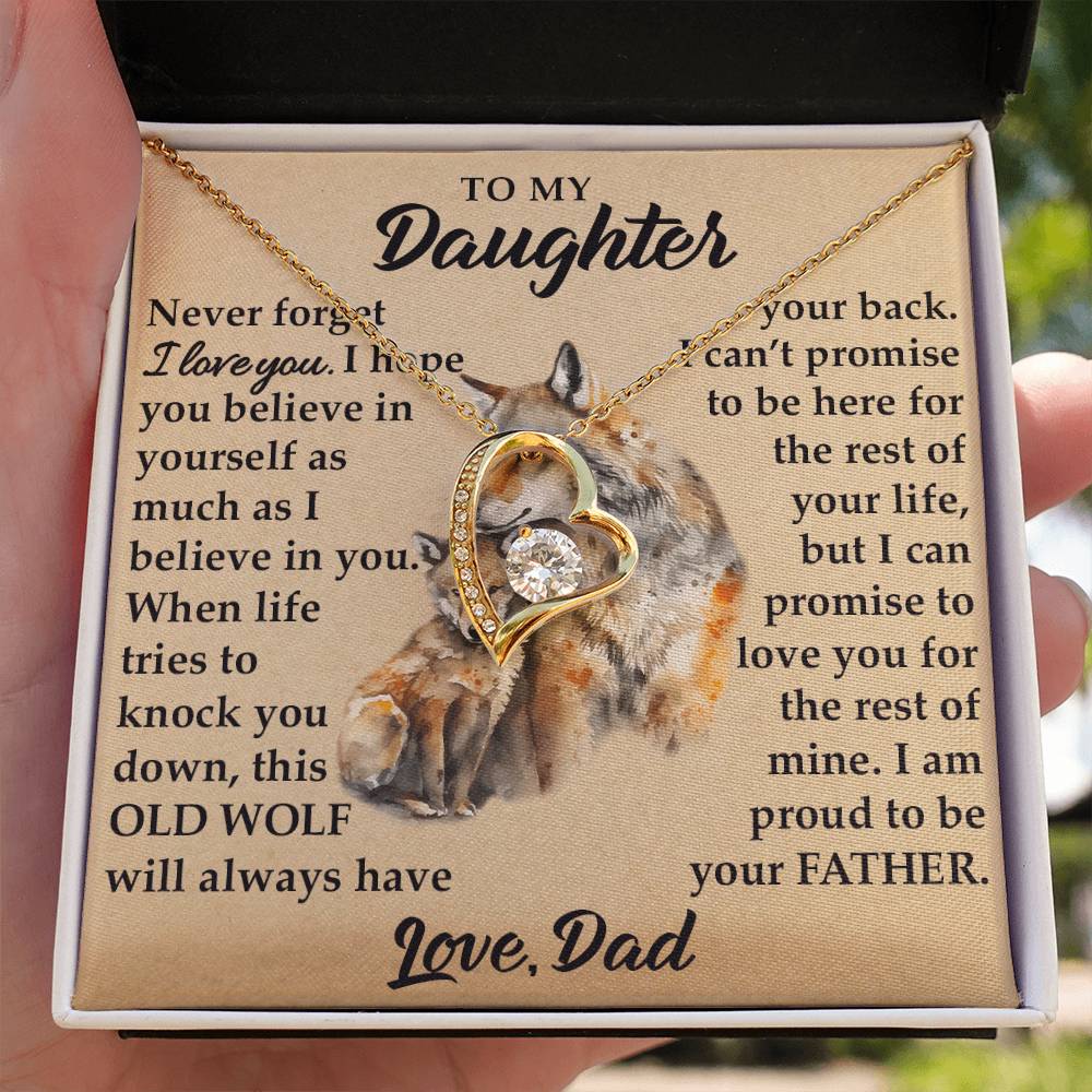 To My Daughter - I Am Proud To Be Your Father - Wolves - Forever Love Necklace - Message Box