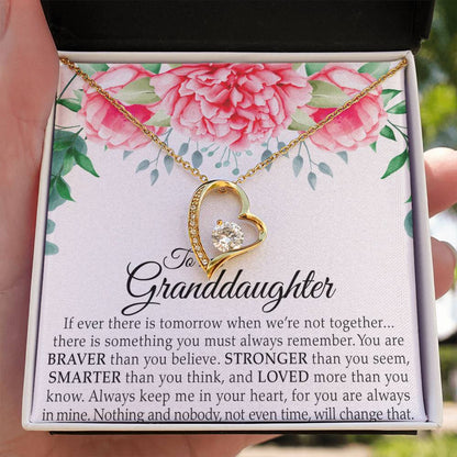 To My Granddaughter - You Are Braver Than You Believe - Forever Love Necklace - Message Box