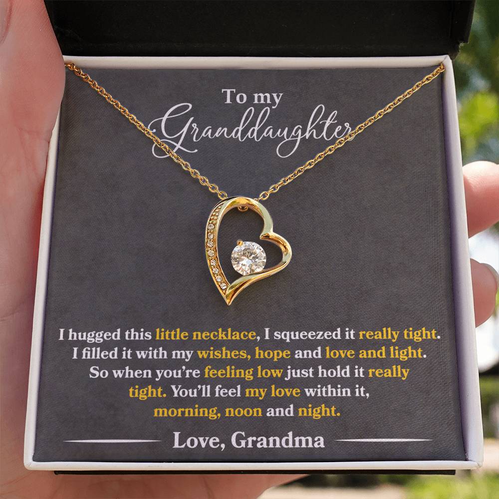 To My Granddaughter - You'll Feel My Love - Forever Love Necklace - Message Box