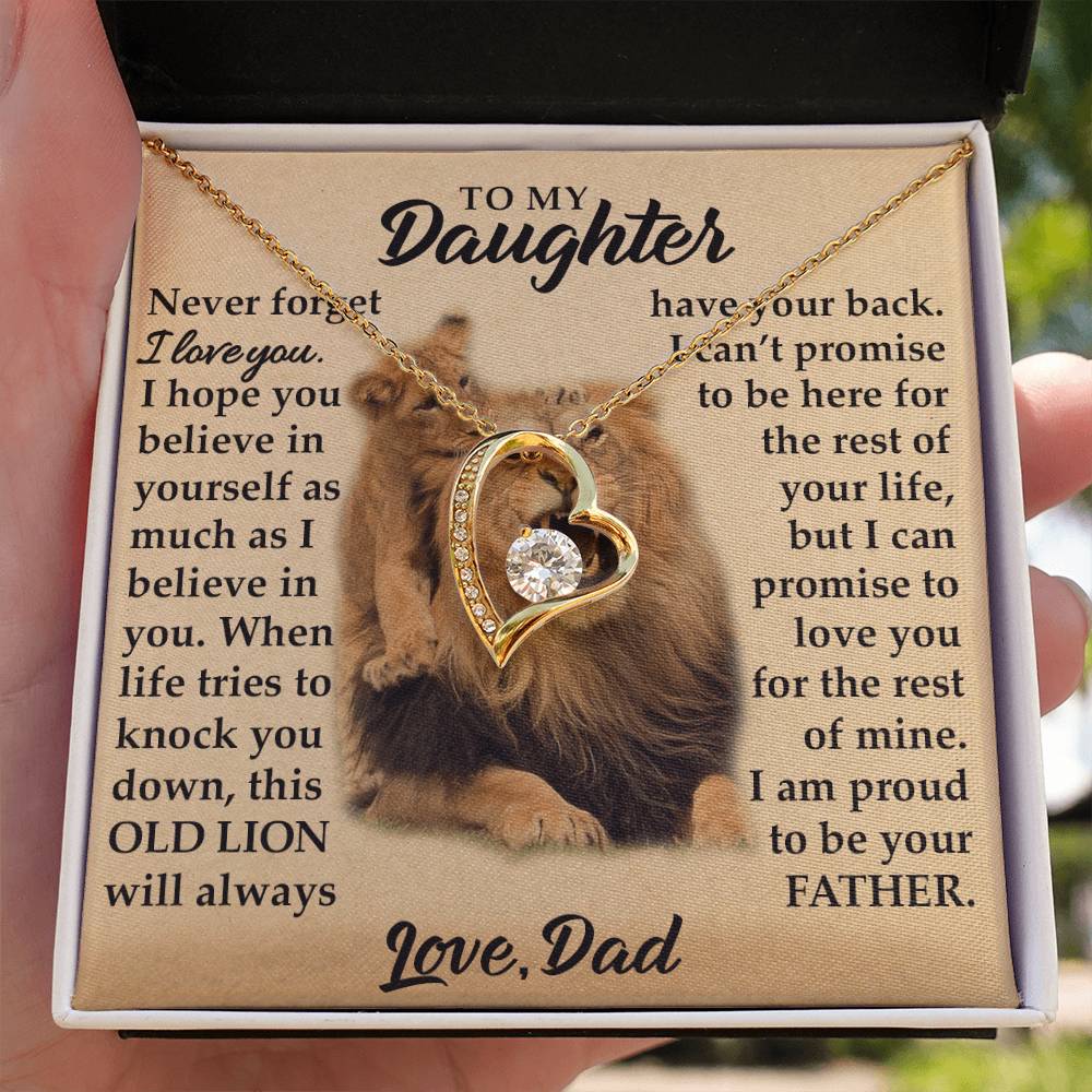 To My Daughter - I Am Proud To Be Your Father - Lions - Forever Love Necklace - Message Box
